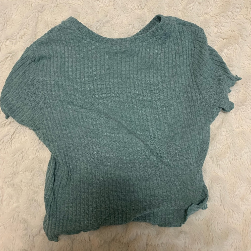 Shein Lettuce trim ribbed T-shirt